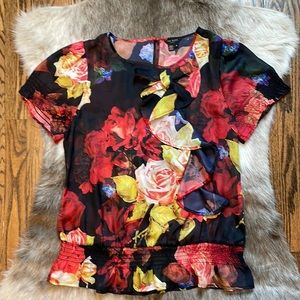 Ted Baker Multicolor Floral Blouse with Bow